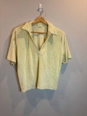 Wilfred Free Yellow Terry Cloth Short Sleeve Polo Shirt